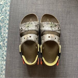 CROCS Green and Yellow Sandals with Adjustable Straps